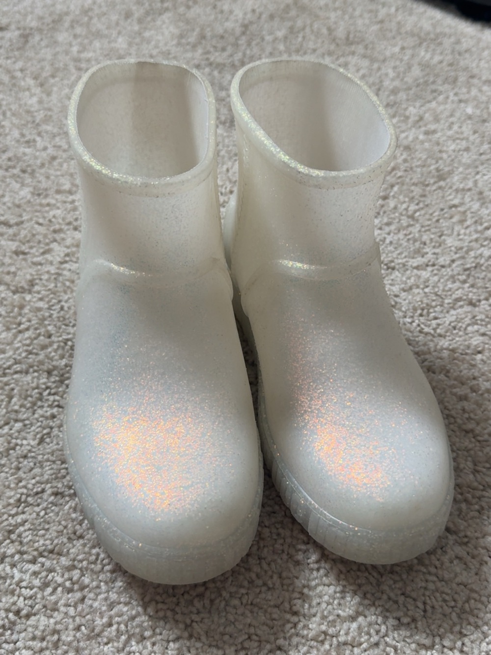 UGG Kids Iridescent White Glitter Rain Boots